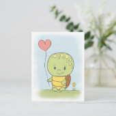 Tortoise met een hartballon briefkaart (Staand voorkant)