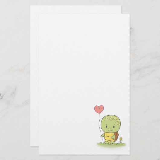 Tortoise met een hartballon briefpapier (Voorkant / Achterkant)