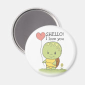 Tortoise met een hartballon die ik van je hou magneet (Voorkant / Achterkant)