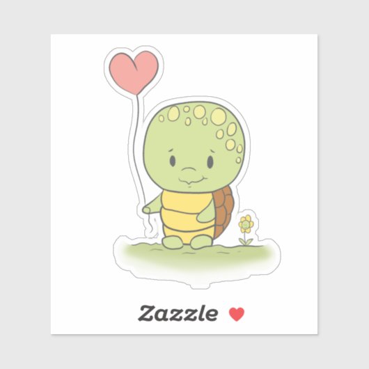 Tortoise met een hartballon sticker (Vel)