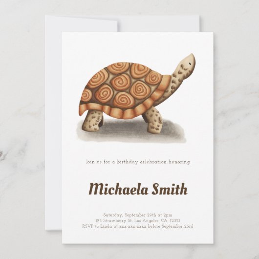 Tortoise Minimalist Personalized Birthday Kaart (Voorkant)