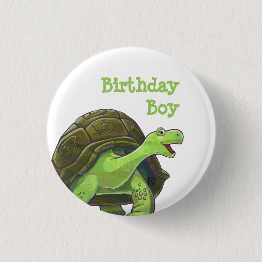 Tortoise Party Centre Ronde Button 3,2 Cm (Voorkant)