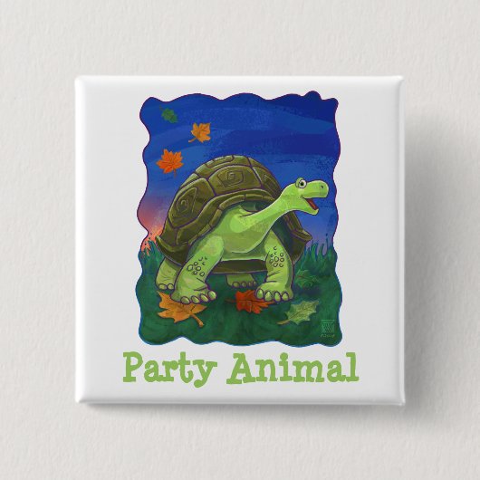 Tortoise Party Centre Vierkante Button 5,1 Cm (Voorkant)