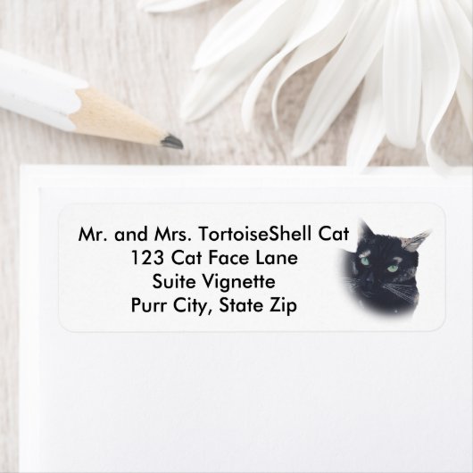 Tortoise Shell Cat Face Adresetiketten Etiket (Insitu)