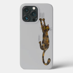 Tortoise Shell Cat Hanging On   Funny Tortie Cat Case-Mate iPhone Case