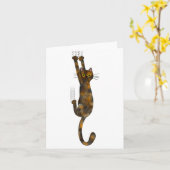 Tortoise Shell Cat Hanging On Funny Tortie Cat  Kaart (Gele Bloem)