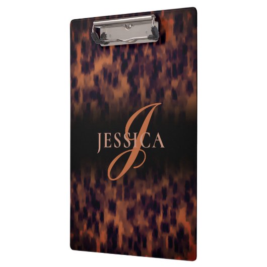 Tortoise Shell Pattern Animal Print Monogram Naam Klembord (Links)
