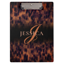 Tortoise Shell Pattern Animal Print Monogram Naam Klembord