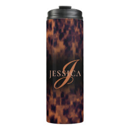 Tortoise Shell Pattern Animal Print Monogram Naam Thermosbeker