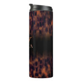 Tortoise Shell Pattern Animal Print Monogram Naam Thermosbeker (Geroteerd rechts)