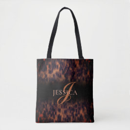 Tortoise Shell Pattern Animal Print Monogram Naam  Tote Bag