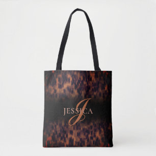 Tortoise Shell Pattern Animal Print Monogram Naam  Tote Bag