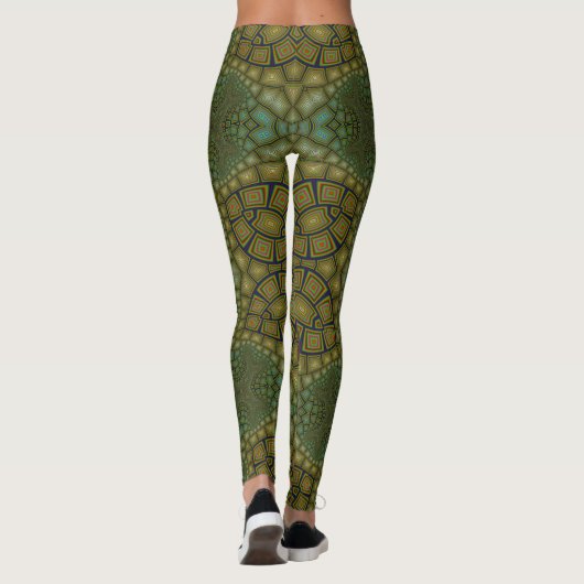 Tortoise Shell Pattern Dark Green Leggings (Achterkant)