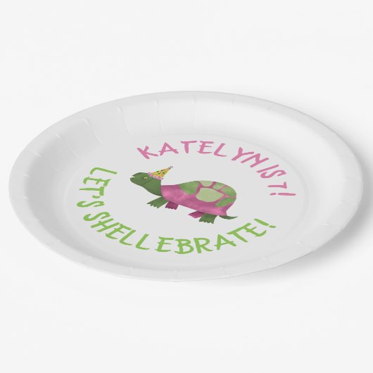 Tortoise Verjaardagsfeestje Borden - Turtle Birthd Papieren Bordje (Gekanteld)