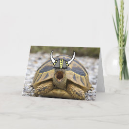 Tortoise with a Viking Hat Blank Inside Greeting Feestdagen Kaart