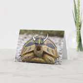 Tortoise with a Viking Hat Blank Inside Greeting Feestdagen Kaart (Voorkant)