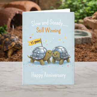 Tortoises anniversary Turtle 11th wedding Kaart