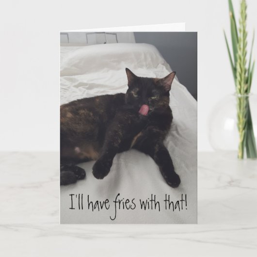 Tortoiseshel Cat Fries Dinner Invitation Kaarten (Voorkant)