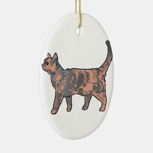 Tortoiseshel Cat Keramisch Ornament (Rechts)