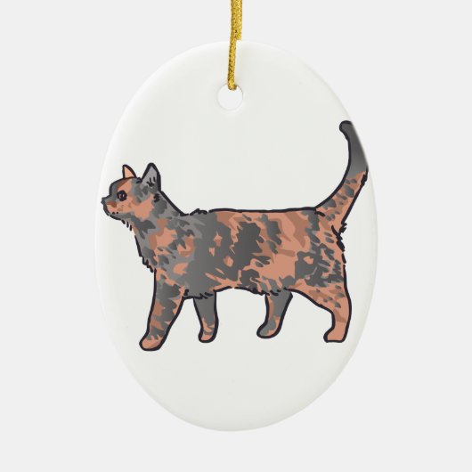Tortoiseshel Cat Keramisch Ornament (Voorkant)