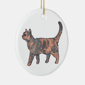 Tortoiseshel Cat Keramisch Ornament (Rechts)