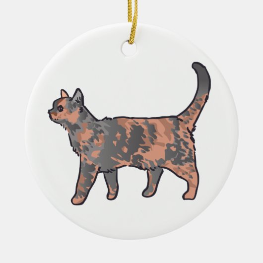 Tortoiseshel Cat Keramisch Ornament (Voorkant)