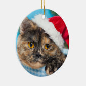 Tortoiseshel Cat Spint-fect Holiday Season Keramisch Ornament (Rechts)