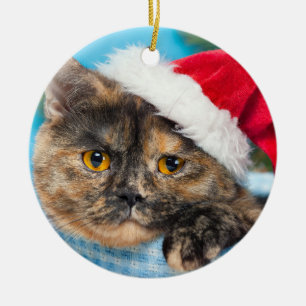 Tortoiseshel Cat Spint-fect Holiday Season Keramisch Ornament