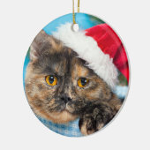 Tortoiseshel Cat Spint-fect Holiday Season Keramisch Ornament (Links)