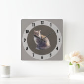 Tortoiseshel Cat Vierkante Klok (Huis)