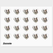 Tortoiseshel en witte kat hart sticker (Vel)