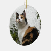 Tortoiseshel en witte kat keramisch ornament (Rechts)