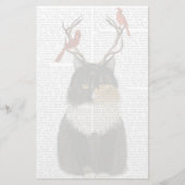 Tortoiseshel Kat met Antlers en Rode vogels Briefpapier (Voorkant)