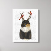 Tortoiseshel Kat met Antlers en Rode vogels Canvas Afdruk (Voorkant)