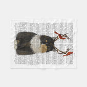 Tortoiseshel Kat met Antlers en Rode vogels Fleece Deken (Voorkant (Horizontaal))