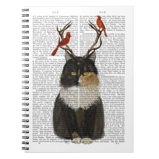 Tortoiseshel Kat met Antlers en Rode vogels Notitieboek (Voorkant)