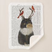 Tortoiseshel Kat met Antlers en Rode vogels Sherpa Deken (Voorkant)