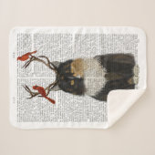 Tortoiseshel Kat met Antlers en Rode vogels Sherpa Deken (Voorkant (horizontaal))