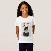 Tortoiseshel Kat met Antlers en Rode vogels T-shirt (Voorkant volledig)