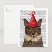 Tortoiseshel Kat met partijdig Pet Briefkaart (Voorkant / Achterkant)