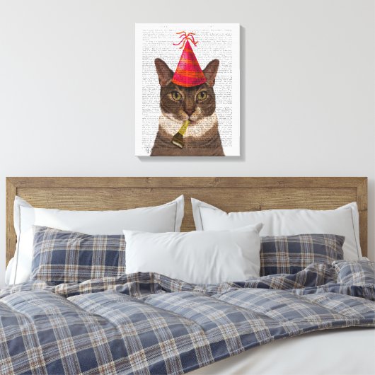 Tortoiseshel Kat met partijdig Pet Canvas Afdruk (Insitu (Slaapkamer))