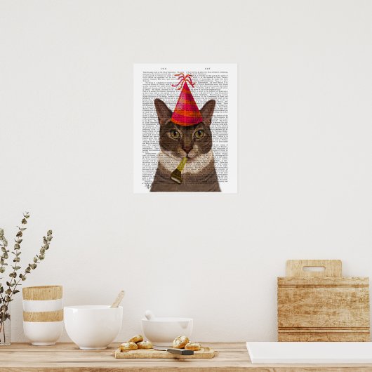 Tortoiseshel Kat met partijdig Pet Poster (Keuken)