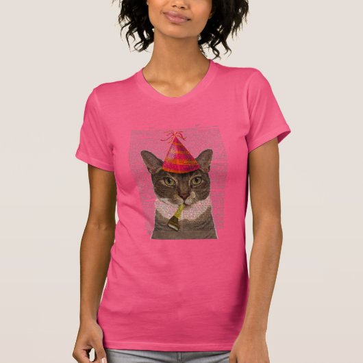 Tortoiseshel Kat met partijdig Pet T-shirt (Voorkant)