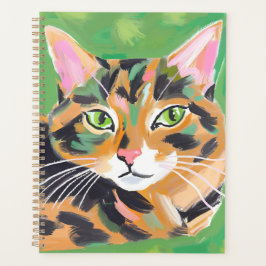 Tortoiseshell Cat Painting Watercolor Art Planner