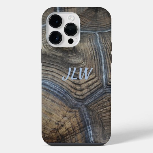 Tortoiseshell faux Natural met Initialen Classy iPhone Hoesje (Achterkant)