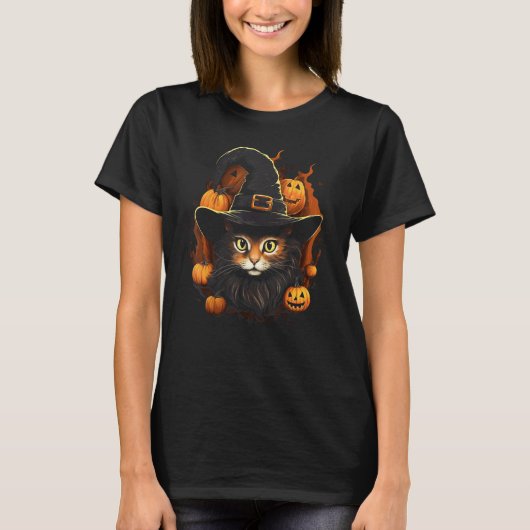 Tortoiseshell Kat Halloween Grafische T-shirts voo (Voorkant)