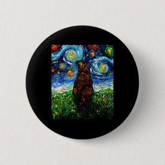 Tortoiseshell Tortie Sterrennacht Kitty Cat Art By Ronde Button 5,7 Cm