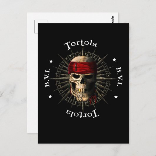 Tortola BVI Pirate Skull Briefkaart (Voorkant / Achterkant)