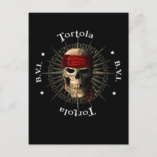 Tortola BVI Pirate Skull Briefkaart (Voorkant)