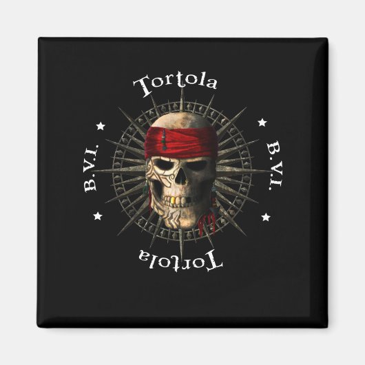 Tortola BVI Pirate Skull Magneet (Voorkant)